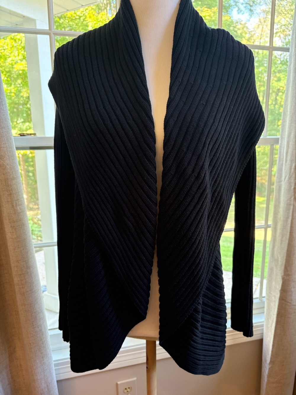 Lauren Ralph Lauren cotton cardigan wrap sweater size S/M black